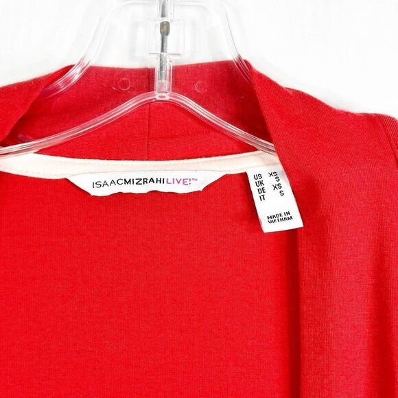Isaac Mizrahi XS Cardigan Sweater Long Red Open Front‎ Long Sleeve Cotton 1142 - Picture 8 of 9